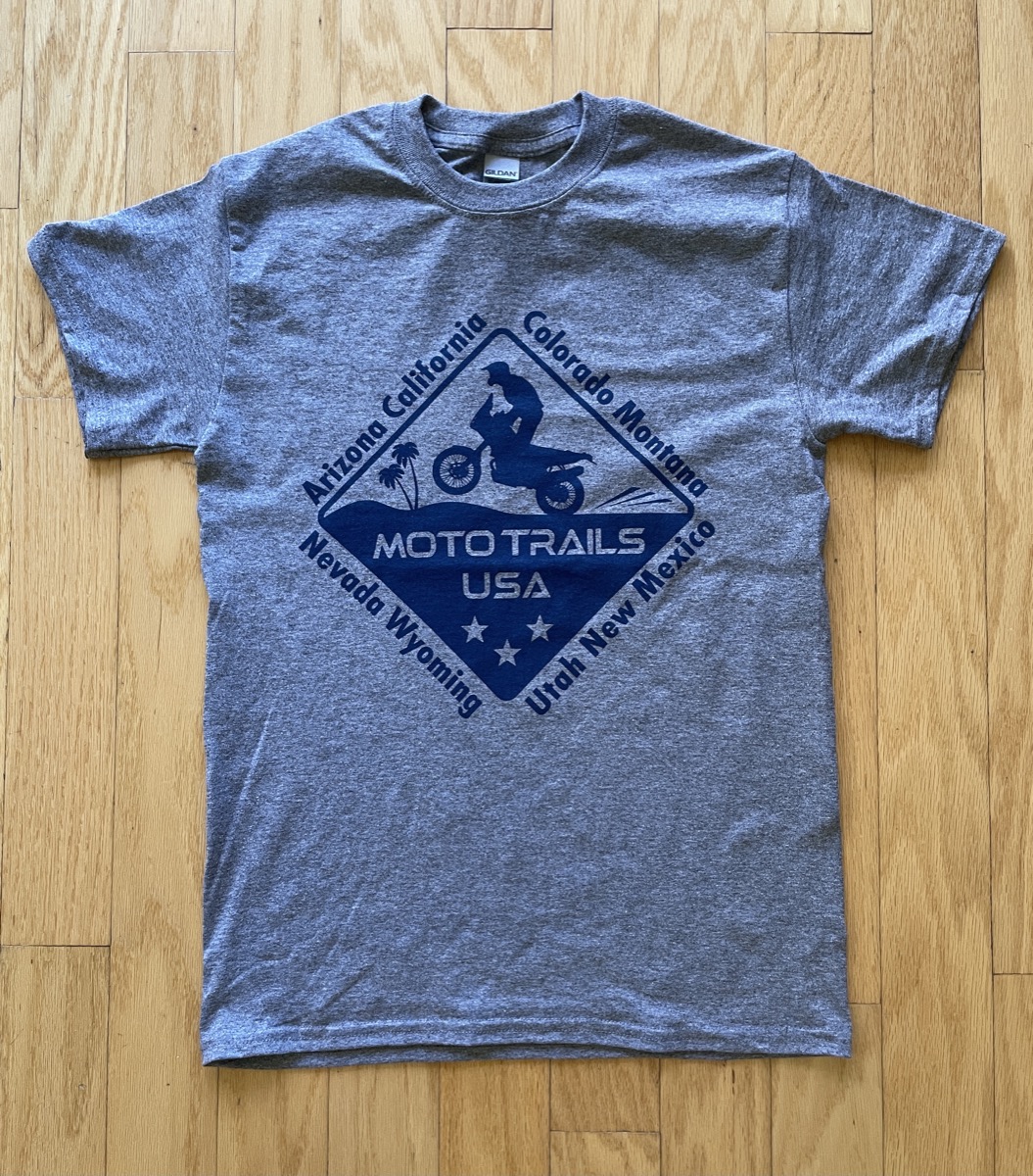 Grey T-shirt Moto Trails USA with states | Moto Trails USA motorcycle ...