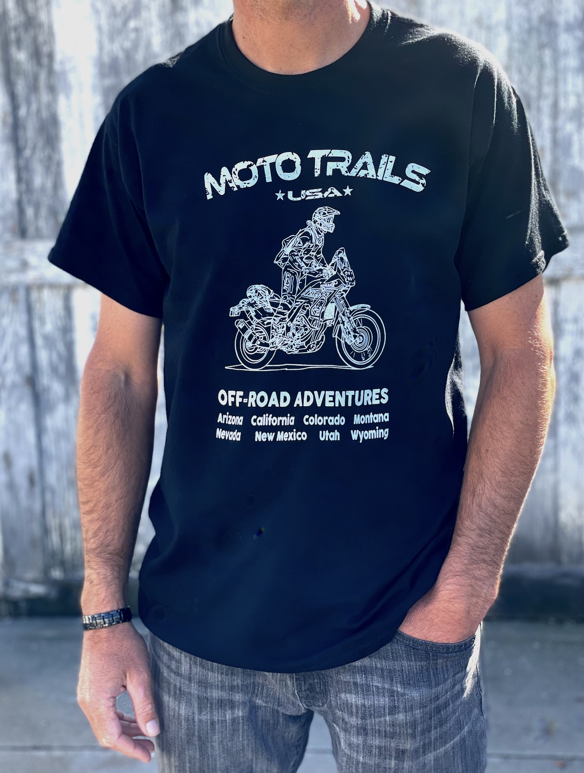 Black T-shirt Moto Trails USA Tenere 700