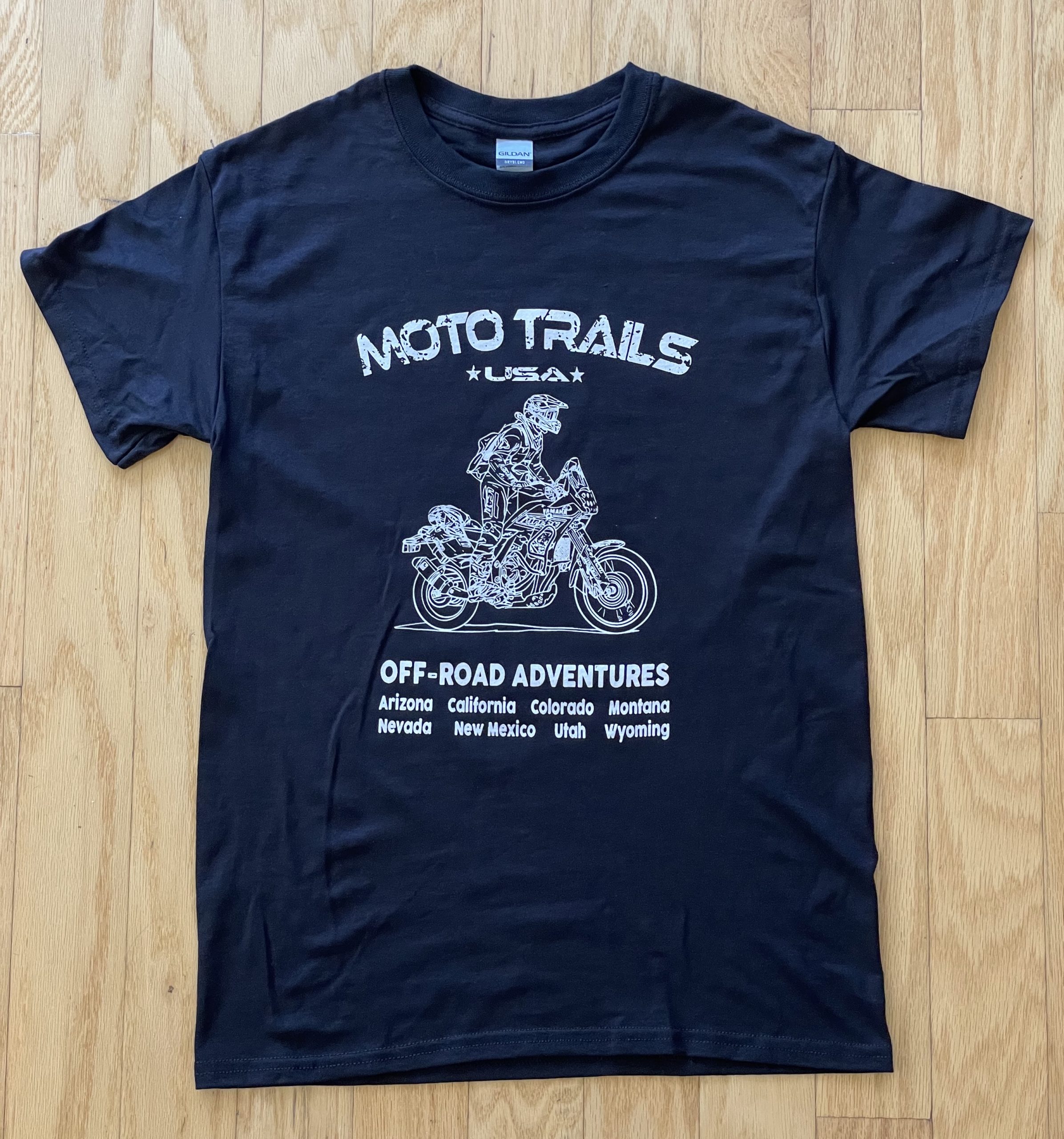 Black T-shirt Moto Trails USA Tenere 700  Moto Trails USA motorcycle tours  in the USA - Yamaha Tenere 700 - Continental Divide