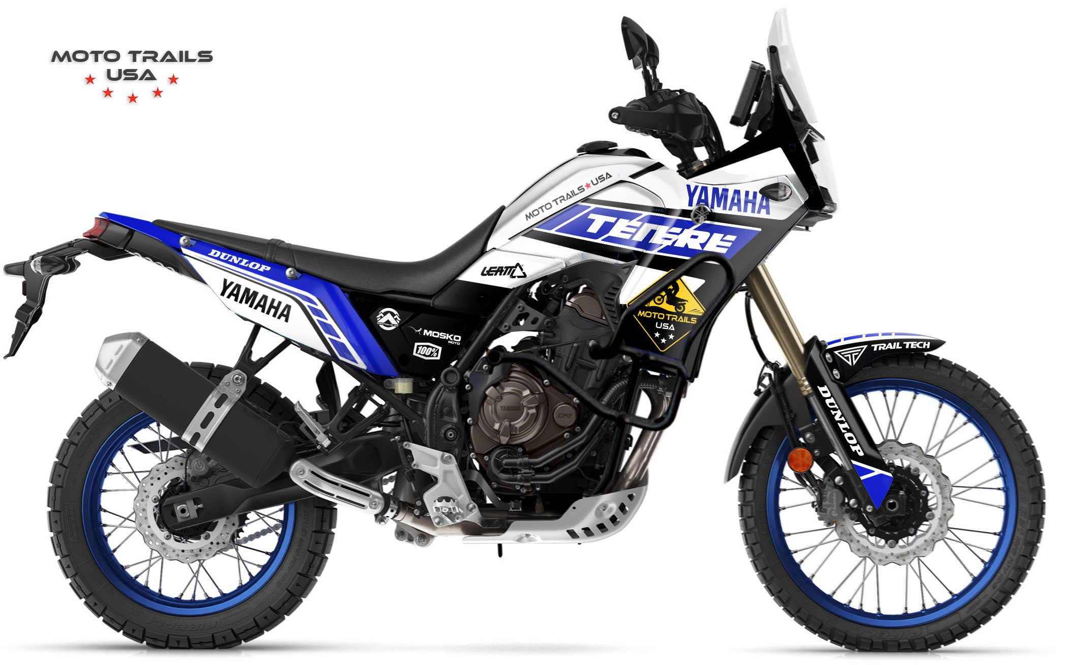 BLUE Graphic Kit Yamaha Tenere 700 “Continental Divide”  Moto Trails USA  motorcycle tours in the USA - Yamaha Tenere 700 - Continental Divide