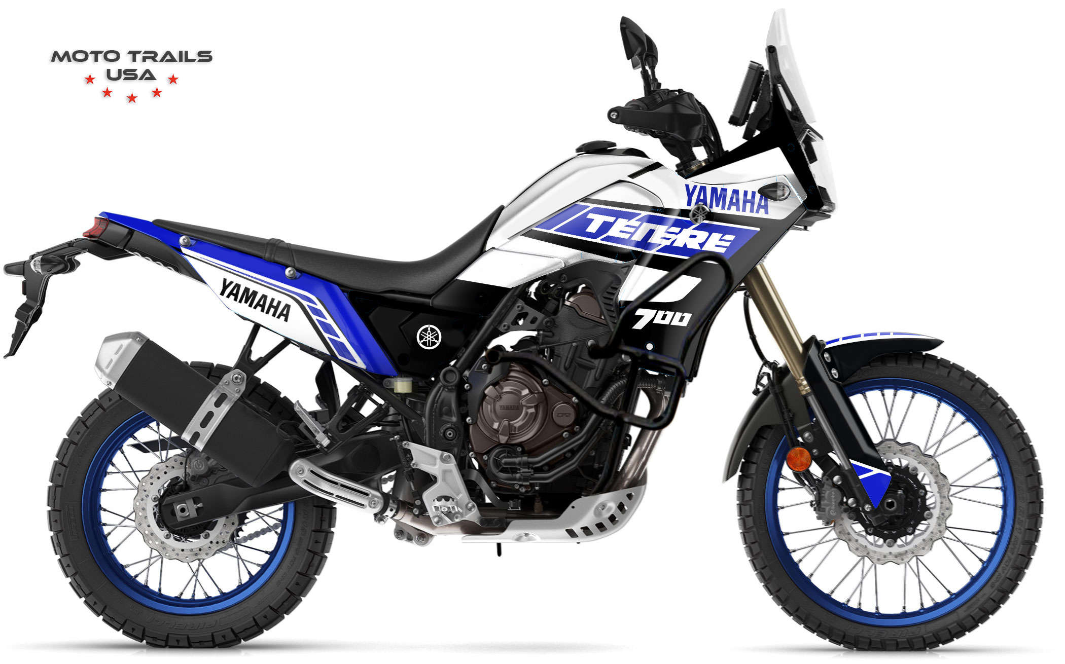 Tenere 700 Decals – “700-No logo” – Racing Blue  Moto Trails USA motorcycle  tours in the USA - Yamaha Tenere 700 - Continental Divide