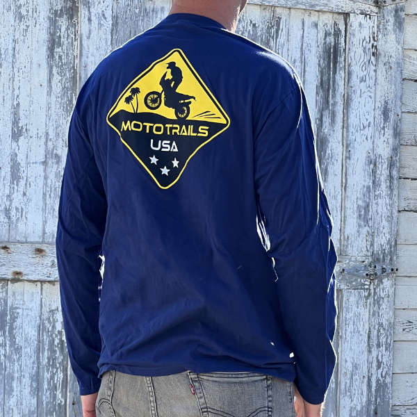 Blue Long Sleeves T-Shirt Moto Trails USA Crew